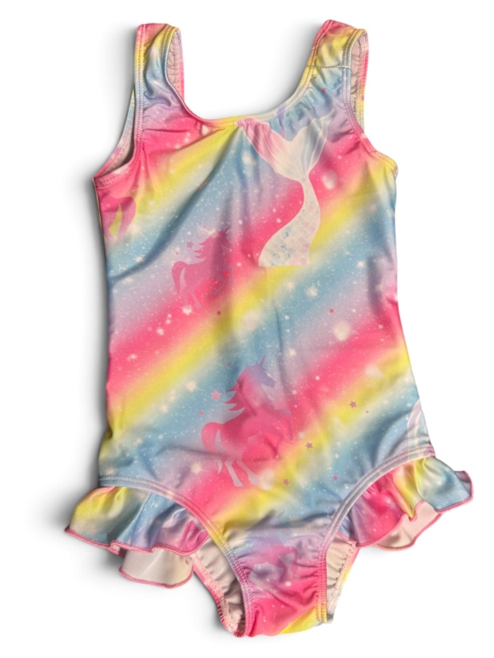 NWT Girls Unicorn Mermaid Swimsuit 4T/5T Rainbow One Piece Swim